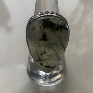 1819 Artisan Silver and Green Stone Women's Ring